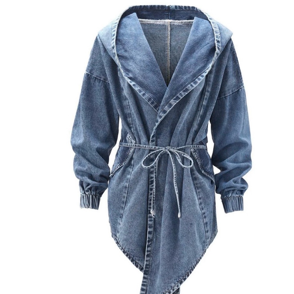 Stylish Blue Denim Jacket with Hood